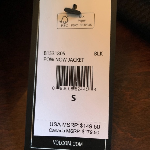 NWT Volcom Women’s Small Pow Now Jacket black faux fur - Picture 8 of 8